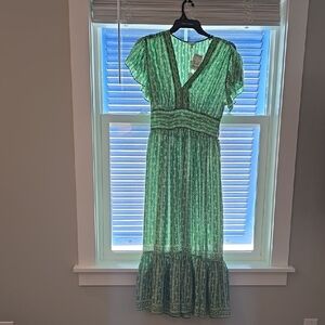 Max Studio Green Ruffled Tiered Sundress